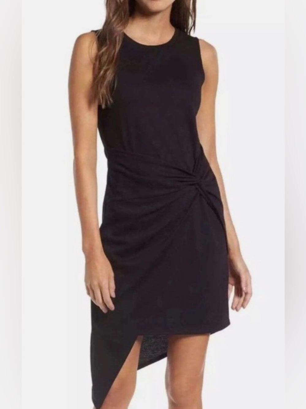 Chelsea28 Black Sleeveless Twist-Waist Midi Dress Size M